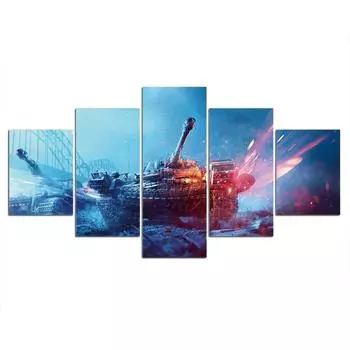 5 шт., боевые танки, армейские военные картины, настенные художественные плакаты, HD печать, домашний декор, современные 5 шт., холст, 5 панелей 20x35 20x45 20x55cm