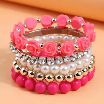 5 шт. богемные браслеты с цветочными бусинами для женщин, новые эластичные браслеты с подвесками в стиле бохо, набор браслетов, женские винтажные ювелирные изделия, подарки