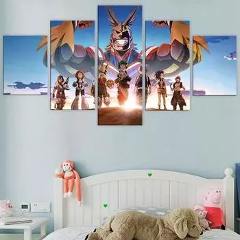 5 шт. Boku No Hero Academia, постер, холст, картина, My Hero Academia, аниме, настенное искусство, HD печатные изображения, домашний декор 20x35cm*2 20x45cm*2 20x55cm*1