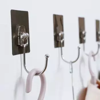 5 шт. Большие прозрачные крючки из нержавеющей стали, прочные самоклеящиеся крючки для хранения ключей, вешалка для кухни, ванной, двери, стены, многофункциональные