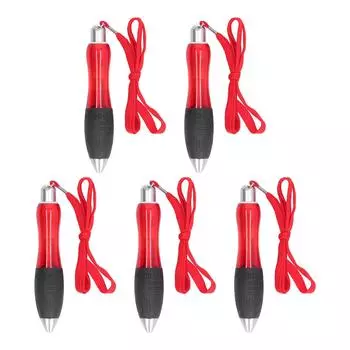 5 шт. Большие толстые ручки с красным корпусом, выдвижные большие толстые шариковые ручки с подвесной веревкой для письма