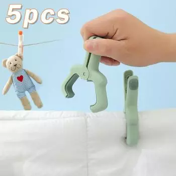 5 шт. большие зажимы для пляжных полотенец, пластиковые прочные ветрозащитные прищепки для одежды, подвесной зажим для одеяла, многоразовые нескользящие фиксированные прищепки для сушки 5pcs зелёный
