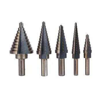 5 шт. больших кобальтовых HSS ступенчатых конических сверл с титановым наконечником для сверления отверстий, набор инструментов