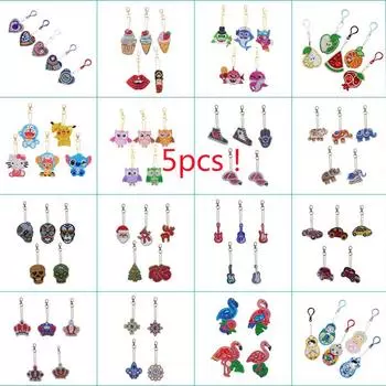 5 шт. брелок для ключей с алмазной живописью, ювелирные изделия, брелок для ключей с бриллиантовой вышивкой, мультфильм, сделай сам, украшения для сумки, подарки ручной работы 16