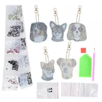 5 шт. брелок с алмазной росписью, узор с изображением собак, сделай сам, брелок из смолы ручной работы, подвески для багажа