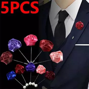 5 шт., брошь из искусственного жемчуга с розами, модная винтажная мужская элегантная рубашка, костюм, булавки для лацканов, броши, броши для выпускного вечера, свадьбы, вечеринки, аксессуары для одежды, ювелирные изделия 5pcs