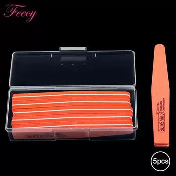 5 шт., буферные пилочки для ногтей с коробкой для хранения, 100/180, прочная толстая наждачная бумага для маникюра, полировка, двойной песок, инструмент для дизайна ногтей