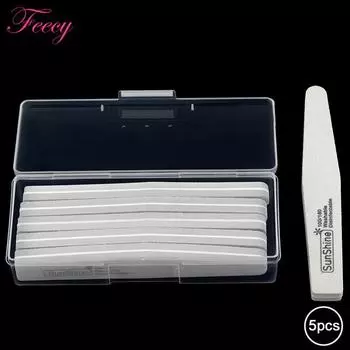 5 шт., буферные пилочки для ногтей с коробкой для хранения, 100/180, прочная толстая наждачная бумага для маникюра, полировка, двойной песок, инструмент для дизайна ногтей