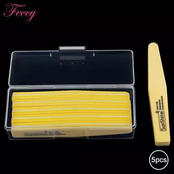 5 шт., буферные пилочки для ногтей с коробкой для хранения, 100/180, прочная толстая наждачная бумага для маникюра, полировка, двойной песок, инструмент для дизайна ногтей