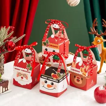 5 шт. бумажная упаковка для рождественского подарка в виде медведя Санты и лося, коробка для хранения, рождественская подарочная коробка, закуска Bell
