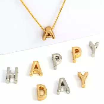 5 шт., бусины с буквенным сердечком, золотые, посеребренные, из цинкового сплава, подвески, бусины для изготовления ювелирных изделий, аксессуары Heart золотой