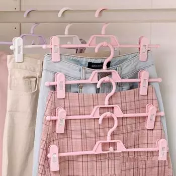 5 шт. бытовая штабелируемая вешалка для одежды, балконная вешалка для брюк, вешалка для юбки, многофункциональная нескользящая регулируемая сушилка фиолетовый