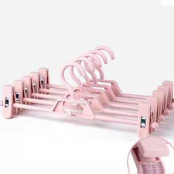 5 шт. бытовая штабелируемая вешалка для одежды, балконная вешалка для брюк, вешалка для юбки, многофункциональная нескользящая регулируемая сушилка розовый