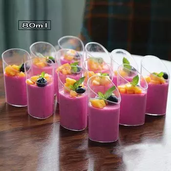 5 шт., чашка для торта, чашка для мусса, одноразовая жесткая пластиковая чашка PS для пудинга, желе, мороженого, наклонная, для десерта, прозрачная чашка, мини