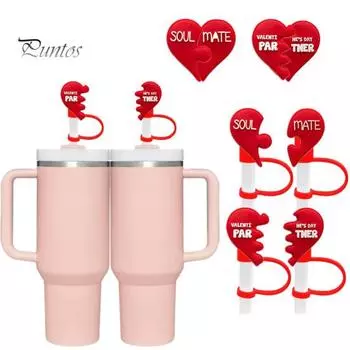 5 шт., чехлы для соломинок Love, кепки разных цветов, креативная форма, универсальный защитный топпер для соломы, многоразовые пыленепроницаемые наконечники для соломинок 5pcs