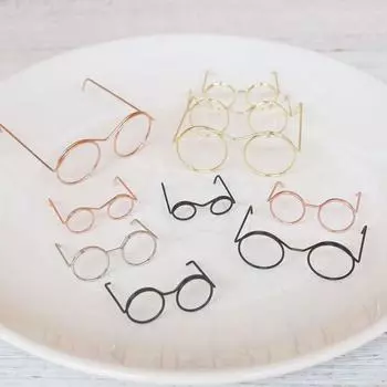 5 шт. черная оправа металлическая круглая кукольная миниатюрная оправа без линз миниатюрные очки детский подарок 4.1cm золотой