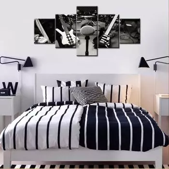 5 шт. черно-белые DJ музыкальная студия рок-наклейки натюрморт картины художественный постер без рамки холст настенная 5 панель HD печать домашний декор 20x35 20x45 20x55cm