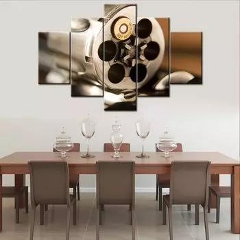 5 шт. черно-белый револьвер 357 Magnum фотографии пистолет пулевые отверстия картины картины HD печать современный настенный художественный постер без рамки 20x35 20x45 20x55cm
