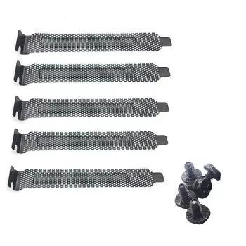 5 шт. Черные сетчатые жесткие стальные заглушки слотов PCI, кронштейн с винтами, заглушка-пылевой фильтр для полнопрофильных слотов расширения PCI