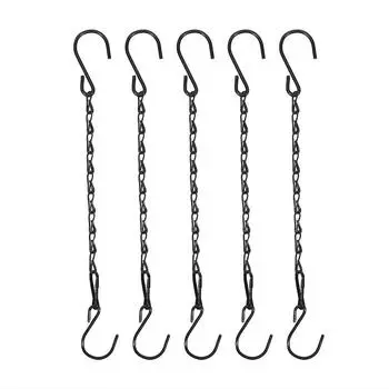 5 шт. Черные железные подвесные цепи с S-образными крючками, многоцелевые подвесы для растений, кормушки для птиц, фонари, цветочные корзины, украшения для дома и сада, 10 шт. 5PCS