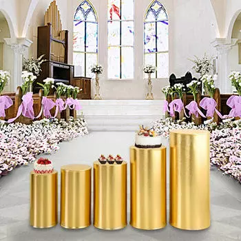 5 шт. Цилиндрические крышки для десертных пьедесталов, крышки цоколя для подставки Gold