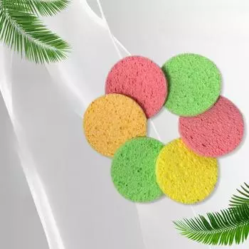 5 шт., цветная круглая чистая целлюлозная губка, женская портативная дорожная губка для мытья лица, ручная ванна, отшелушивающая губка для кожи, щетка