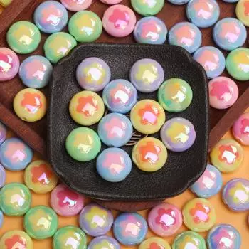 5 шт., цветные двухцветные цветы с УФ-покрытием, сплюснутые свободные бусины, модные ювелирные аксессуары, DIY браслет, ожерелье, материалы для изготовления розовый