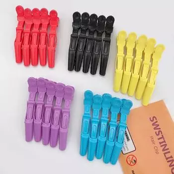 5 шт. цветные заколки для волос из кожи аллигатора, зажимы для парикмахерских, профессиональные заколки для волос в салонах, заколки из кожи крокодила, парикмахерские аксессуары чёрный