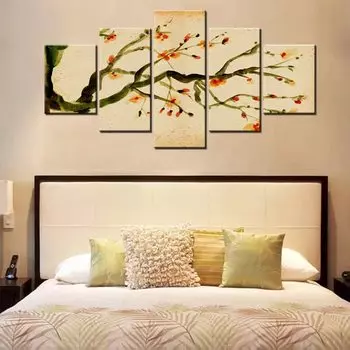 5 шт. цветущая слива, креативные классические чернила в китайском стиле, 5 шт., настенный художественный постер, домашний декор, 5 панелей, абстрактные картинки, HD печать 20x35 20x45 20x55cm