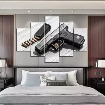 5 шт., деревенский поврежденный пистолет, пистолет для дома, 5 шт., холст, настенная HD печать, 5 панельных изображений, современные абстрактные картины, искусство 20x35 20x45 20x55cm