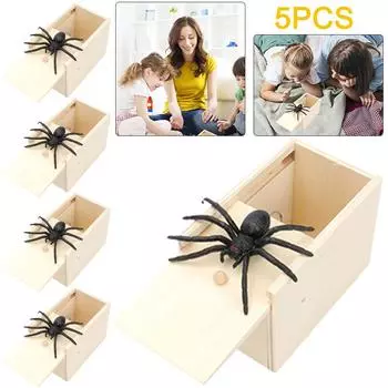 5 шт. деревянная коробка паук забавная игрушка-шутка прочная игрушка-пугалка для ребенка