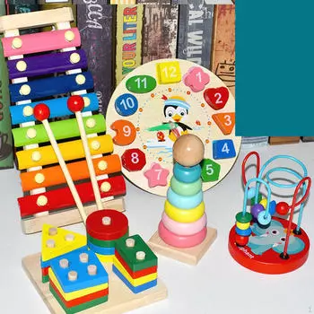 5 шт. Деревянные блоки для сортировки и укладки, обучающие часы для детей от 2 до 3 лет+