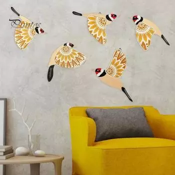 5 шт. Деревянные украшения в виде птиц, настенный декор, летающие птицы, простая установка, деревенские украшения в виде птиц для внутренних и наружных стен, подарок любителям птиц 1 Set