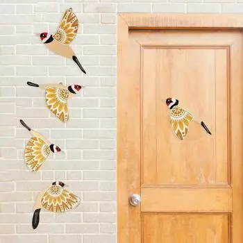 5 шт. Деревянные украшения в виде птиц, настенный декор, летящие птицы, простая установка, деревенские украшения в виде птиц