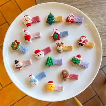 5 шт., детская рождественская заколка для волос, милый снеговик, Рождественская елка, тканевые заколки для волос, головные уборы, детские аксессуары для волос, подарки для девочек