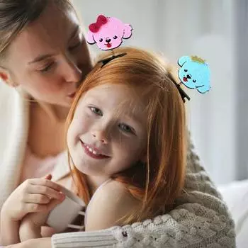 5 шт., детская забавная весенняя дизайнерская шпилька для волос с блестками, бабочками, декором в виде собаки, кролика, заколка для волос, противоскользящая, устойчивая к ржавчине шпилька, аксессуар для волос A