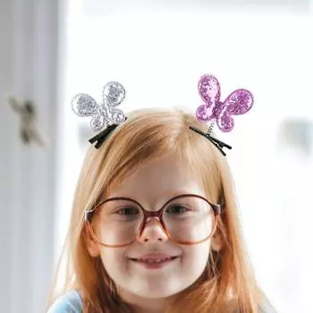 5 шт., детская забавная весенняя дизайнерская шпилька для волос с блестками, бабочками, декором в виде собаки, кролика, заколка для волос, противоскользящая, устойчивая к ржавчине шпилька, аксессуар для волос A