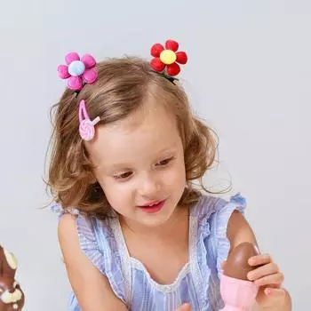 5 шт., детская забавная весенняя заколка для волос, двухсторонняя заколка для волос с цветочным декором, противоскользящая нержавеющая шпилька, аксессуар для волос 5pcs