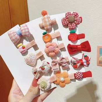 5 шт., детская заколка для волос, милый галстук-бабочка для маленьких девочек, зажим для ткани принцессы с цветком, труба, корейский головной убор, аксессуары для маленьких девочек