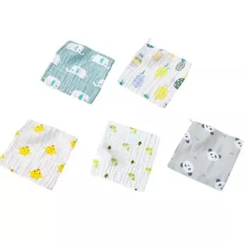5 шт. Детские мочалки с изображением животных из мультфильмов, 6 слоев, хлопковые детские мочалки, полотенце для лица, нагрудник, носовой платок для новорожденных мальчиков и девочек