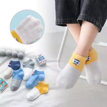 5 шт. детские носки, новые весенние и летние тонкие сетчатые носки, однотонные хлопковые носки для мальчиков и девочек, носки, большие детские носки