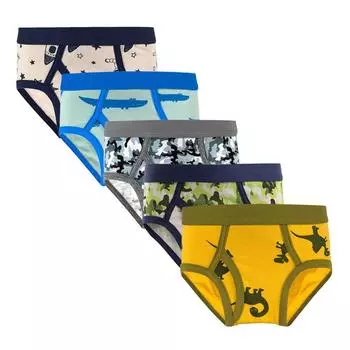 5 шт. детские трусики с мультяшным принтом для мальчиков, удобные хлопковые трусы 100