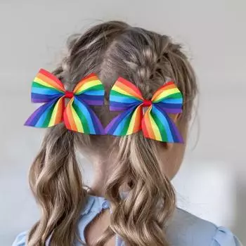 5 шт. детские заколки для волос градиентного цвета в радужную полоску с бантом Декор заколки для волос для девочек аксессуары для волос обратно в школу Рождественский подарок 5pcs