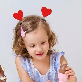 5 шт. детские заколки для волос с мультяшным сердечком, эластичные весенние противоскользящие многоразовые легкие легкие милые заколки для девочек из нержавеющей стали, аксессуары для волос