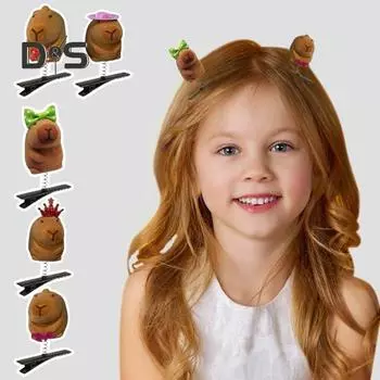 5 шт. детские заколки для волос в форме капибары, пружинный дизайн, пластиковые заколки для волос, набор, простые в использовании аксессуары для волос в виде животных 5pcs