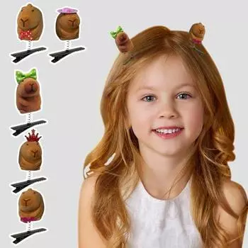 5 шт. детские заколки для волос в форме капибары, пружинный дизайн, пластиковые заколки для волос, набор, простые в использовании аксессуары для волос в виде животных 5pcs