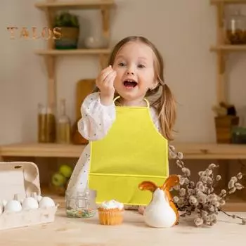 5 шт. детских фартуков для рисования с 2 вместительными карманами, нетканые художественные фартуки для детей от 3 до 7 лет, водонепроницаемые многоразовые детские фартуки для поделок, кулинарии фиолетовый