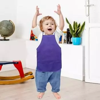 5 шт. детских фартуков для рисования с 2 вместительными карманами, нетканые художественные фартуки для детей от 3 до 7 лет, водонепроницаемые многоразовые детские фартуки для поделок, кулинарии красный
