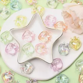 5 шт. DIY браслет ожерелье прозрачная корона персиковое сердце свободные бусины модный кулон вертикальное отверстие УФ покрытие ослепительный ручной работы материалы фиолетовый