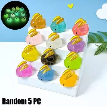 5 шт. DIY Craft украшения Мини смоляные фигурки кролика с золотыми ушками Миниатюрные сельскохозяйственные животные Сказочный сад Микро Ландшафтный орнамент